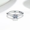 Wholesale Women's S925 Sterling Silver Geometric Four Claw Fashion Wedding Ring With Electroplating