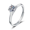 Wholesale Women's S925 Sterling Silver Geometric Four Claw Fashion Wedding Ring With Electroplating