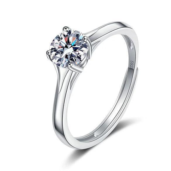 Wholesale Women's S925 Sterling Silver Geometric Four Claw Fashion Wedding Ring With Electroplating
