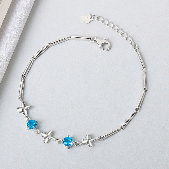 Wholesale Women's S925 Sterling Silver Geometric Fourleaf Clover Electroplated Bracelet