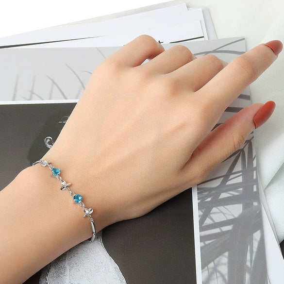 Wholesale Women's S925 Sterling Silver Geometric Fourleaf Clover Electroplated Bracelet