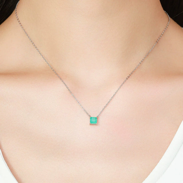 Wholesale Women's S925 Sterling Silver Geometric Gem Inlaid Necklace And Ring