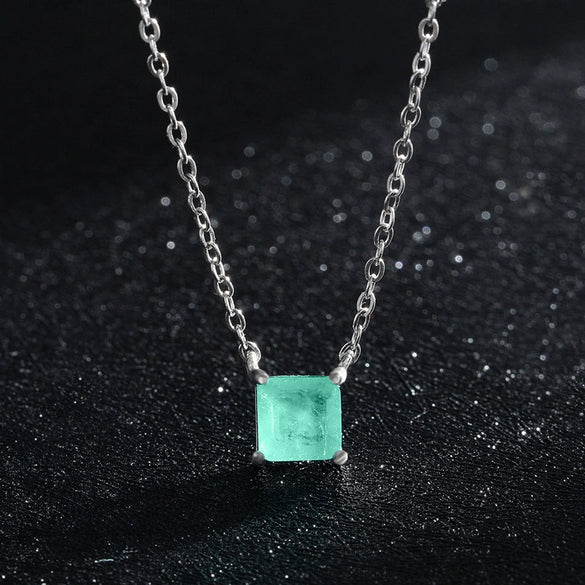 Wholesale Women's S925 Sterling Silver Geometric Gem Inlaid Necklace And Ring