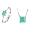 Wholesale Women's S925 Sterling Silver Geometric Gem Inlaid Necklace And Ring