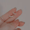 Wholesale Women's S925 Sterling Silver Geometric Goldplated Moon Buds Diamond Earrings