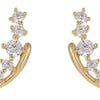 Wholesale Women's S925 Sterling Silver Geometric Goldplated Moon Buds Diamond Earrings
