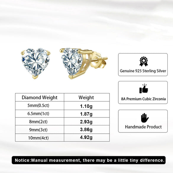 Wholesale Women's S925 Sterling Silver Geometric Heart Earrings With Electroplating And 8A Zircon