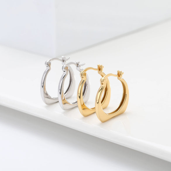 Wholesale Women's S925 Sterling Silver Geometric Hollow Ushape Electroplated Earrings Cold Style Ins Minimalist