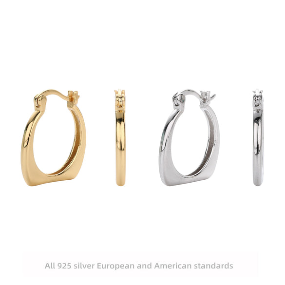 Wholesale Women's S925 Sterling Silver Geometric Hollow Ushape Electroplated Earrings Cold Style Ins Minimalist
