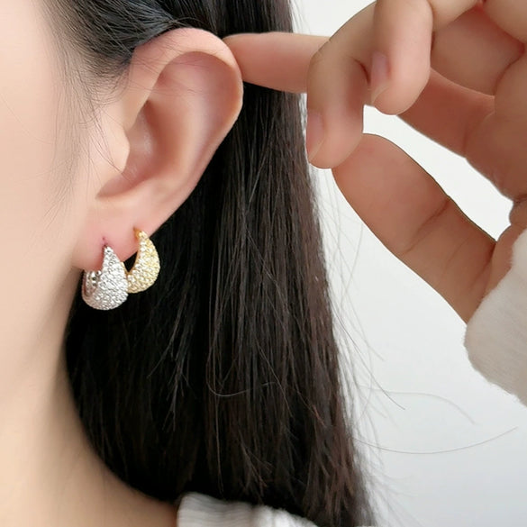 Wholesale Women's S925 Sterling Silver Geometric Hoop Earrings With Electroplating