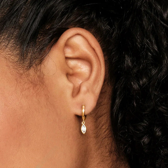 Wholesale Women's S925 Sterling Silver Geometric Horse Eyeshaped Inlaid Zircon Earrings