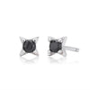 Wholesale Women's S925 Sterling Silver Geometric Inlaid Black Zircon Earrings Simple Style