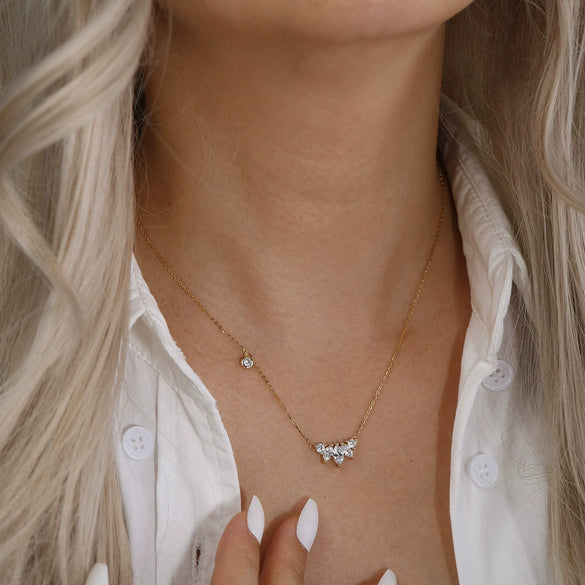 Wholesale Women's S925 Sterling Silver Geometric Inlaid Oval Marquise Stone Pendant Cross Chain Necklace