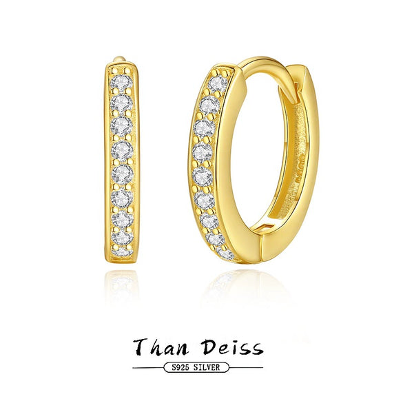 Wholesale Women's S925 Sterling Silver Geometric Inlaid Zircon Earrings With Electroplating