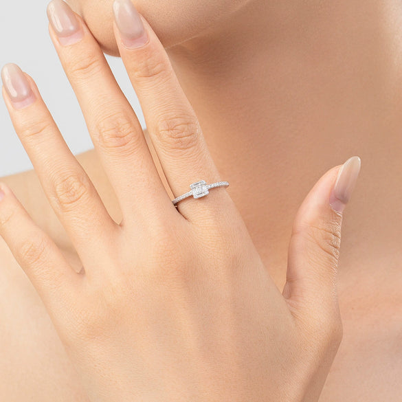Wholesale Women's S925 Sterling Silver Geometric Inlaid Zircon Ring Set