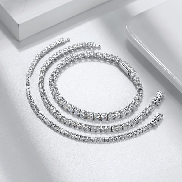Wholesale Women's S925 Sterling Silver Geometric Inverted Tennis Bracelet Electroplated
