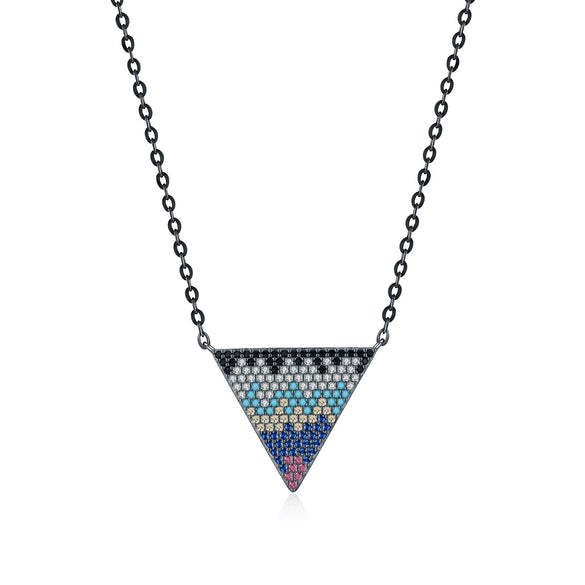 Wholesale Women's S925 Sterling Silver Geometric Inverted Triangle Ins Style Electroplated Necklace