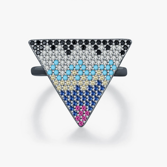 Wholesale Women's S925 Sterling Silver Geometric Inverted Triangle Ring With Electroplating
