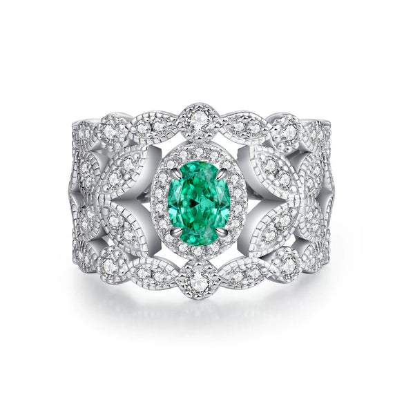 Wholesale Women's S925 Sterling Silver Geometric Lace Ring With Italian Craft And Electroplating