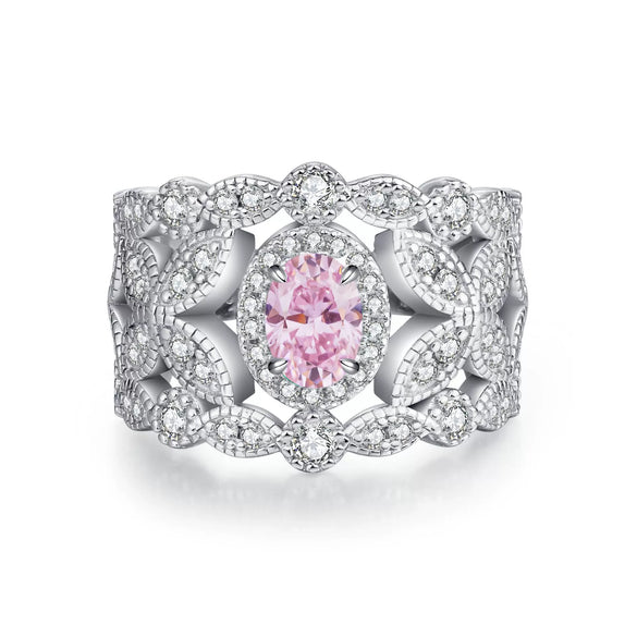 Wholesale Women's S925 Sterling Silver Geometric Lace Ring With Italian Craft And Electroplating