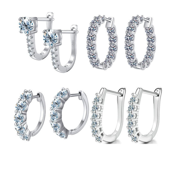 Wholesale Women's S925 Sterling Silver Geometric Light Luxury Elegant Simple Classic Moissanite Earrings With Electroplating