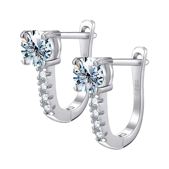 Wholesale Women's S925 Sterling Silver Geometric Light Luxury Elegant Simple Classic Moissanite Earrings With Electroplating