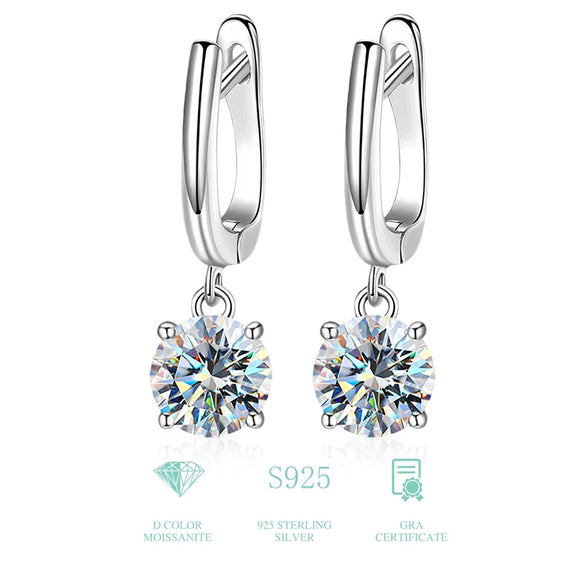 Wholesale Women's S925 Sterling Silver Geometric Light Luxury Elegant Simple Classic Moissanite Earrings With Electroplating