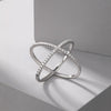 Wholesale Women's S925 Sterling Silver Geometric Light Luxury Zircon Inlaid Cross Overlapping Ring With Electroplating