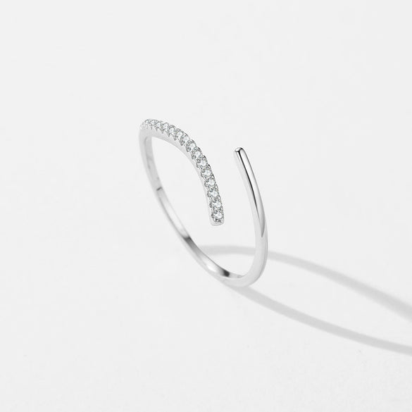 Wholesale Women's S925 Sterling Silver Geometric Lines Microinlaid Diamond Ring