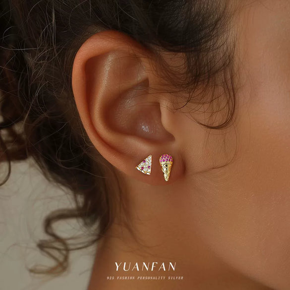 Wholesale Women's S925 Sterling Silver Geometric Lips Micropaved Zircon Earrings Light Luxury Style