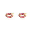 Wholesale Women's S925 Sterling Silver Geometric Lips Micropaved Zircon Earrings Light Luxury Style