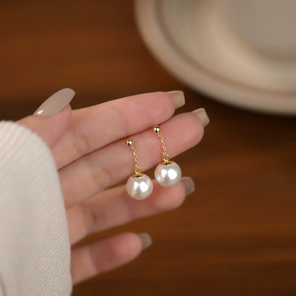 Wholesale Women's S925 Sterling Silver Geometric Long Tassel Ear Drop Earrings French Retro Style Electroplated
