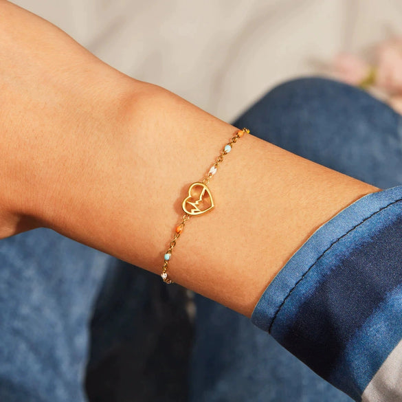 Wholesale Women's S925 Sterling Silver Geometric Love Bracelet With Epoxy Enamel And Electroplating
