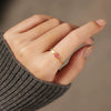 Wholesale Women's S925 Sterling Silver Geometric Love Ring With Rose Red Zircon Electroplated