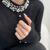 Wholesale Women's S925 Sterling Silver Geometric Love Zircon Inlaid Open Ring With Electroplating