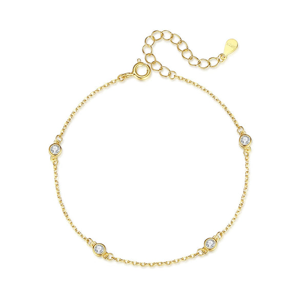Wholesale Women's S925 Sterling Silver Geometric Micro Inlaid Zircon Anklet Simple Sexy Light Luxury Niche
