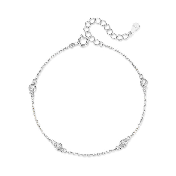 Wholesale Women's S925 Sterling Silver Geometric Micro Inlaid Zircon Anklet Simple Sexy Light Luxury Niche