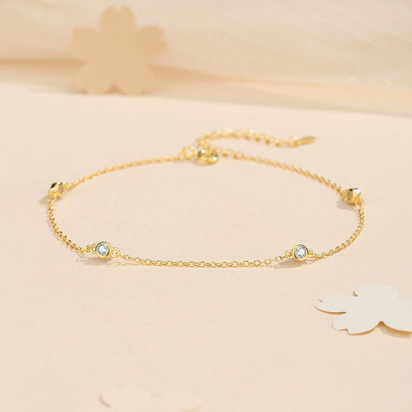 Wholesale Women's S925 Sterling Silver Geometric Micro Inlaid Zircon Anklet Simple Sexy Light Luxury Niche