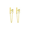 Wholesale Women's S925 Sterling Silver Geometric Minimalist Stick Chain Rear Hanging Earrings