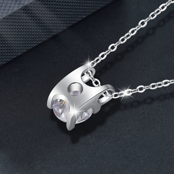Wholesale Women's S925 Sterling Silver Geometric Moissanite Set Diamond Pendant Necklace With Cross Chain