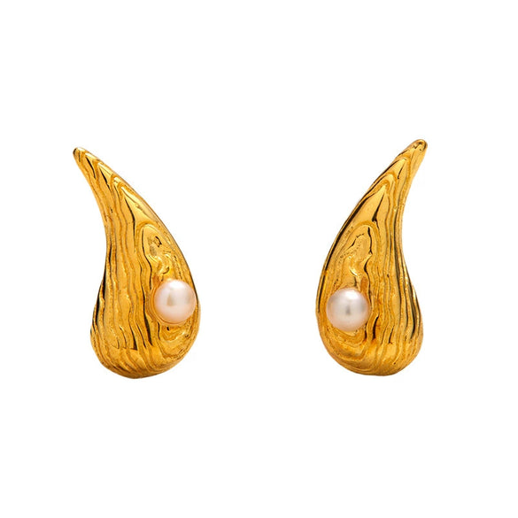 Wholesale Women's S925 Sterling Silver Geometric Natural Garnet Pearl Colored Gemstone Water Drop Earrings Set With Gems