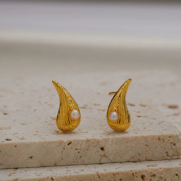 Wholesale Women's S925 Sterling Silver Geometric Natural Garnet Pearl Colored Gemstone Water Drop Earrings Set With Gems