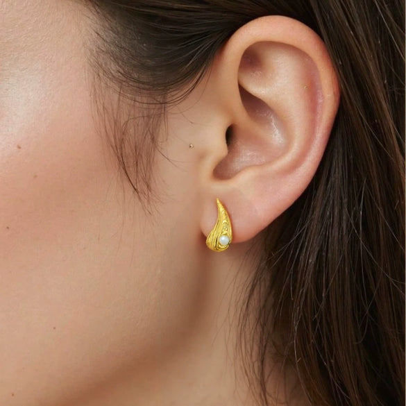 Wholesale Women's S925 Sterling Silver Geometric Natural Garnet Pearl Colored Gemstone Water Drop Earrings Set With Gems