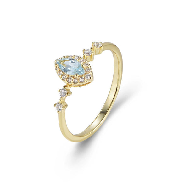 Wholesale Women's S925 Sterling Silver Geometric Natural Topaz Ring Set With Gems