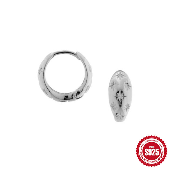 Wholesale Women's S925 Sterling Silver Geometric Octagonal Star Electroplated Earrings