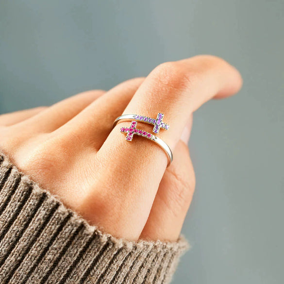 Wholesale Women's S925 Sterling Silver Geometric Open Cross Ring With Electroplating