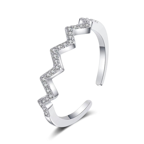 Wholesale Women's S925 Sterling Silver Geometric Open Wave Pattern Electroplated Ring