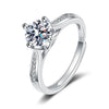 Wholesale Women's S925 Sterling Silver Geometric Opening Ring With Electroplating And Four Claw Full Diamond Setting