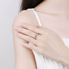 Wholesale Women's S925 Sterling Silver Geometric Opening Ring With Electroplating And Four Claw Full Diamond Setting