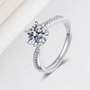 Wholesale Women's S925 Sterling Silver Geometric Pattern Cross Sixclaw Simulation Diamond Ring With 18K Platinum Electroplating
